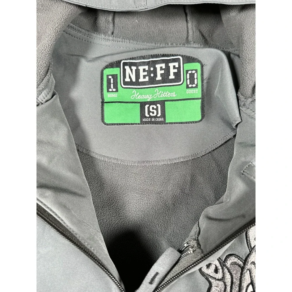 NEFF Heavy‎ Hitters Jacket Mens Small Gray Elephant Logo Fleece Lined Full Zip